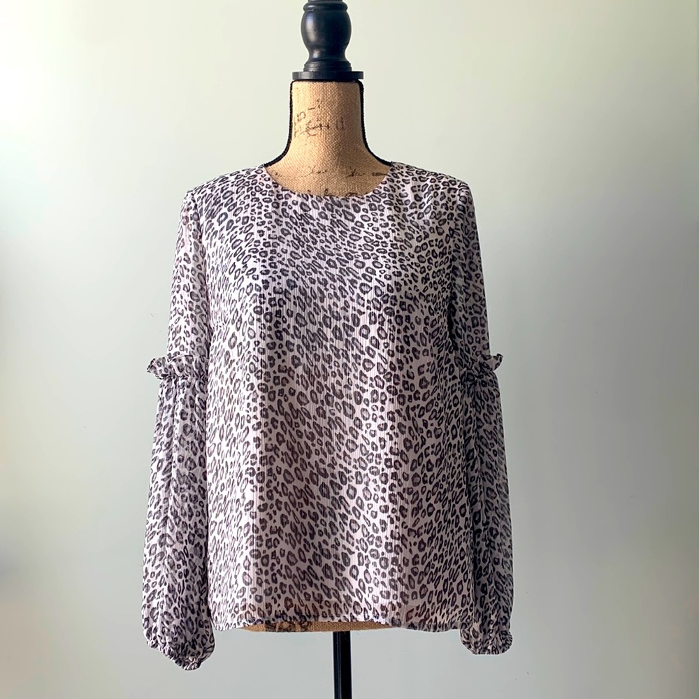 Cece White Leopard Blouse